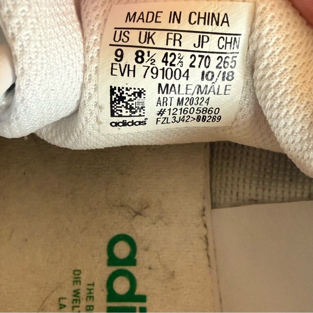 Adidas‎ Stan Smith White Green Leather Sneakers Classic Tennis Shoes 9 - Picture 10 of 10